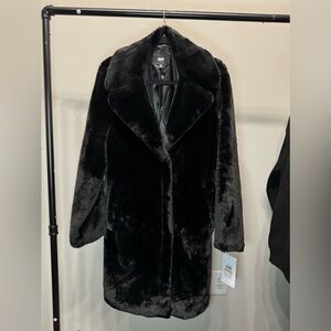Black Faux Fur Coat DKNY
